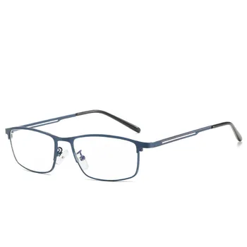 Elbru Anti-Luz azul Armação de Metal Óculos de Leitura Homens de Negócios Oco Templo de Ampliação Presbiopia Óculos Com +1.0+4.0