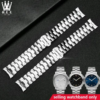 Aço inoxidável pulseira para PAM111 441 pulseira de prata de 24mm de alta qualidade, fosco curva final pulseira de relógio