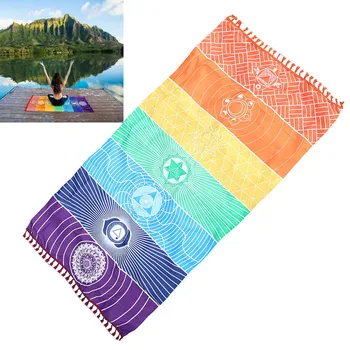 Esteiras de exercício Rainbow Beach Tapete Mandala Cobertor Faixa Toalha de Yoga Original do projeto Mala de grânulos de equipamentos de fitness коврик для йоги