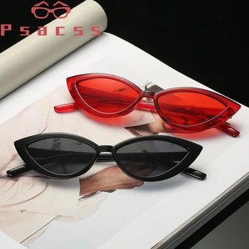 Psacss Olho De Gato Vintage, Óculos De Sol Das Mulheres Do Sexo Feminino Marca De Luxo Designer De Alta Qualidade De Arco-Íris Colorido De Óculos De Oculos De Sol Gafas