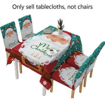 140x210cm Natal Impermeável Toalha de mesa de desenho animado Papai Noel Jingle Bell Impressão Retângulo Mesa de Jantar com Tampa de Natal Festa de fim de ano