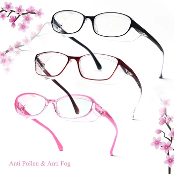 SHAUNA TR90 Quadro Japonês Anti-pólen e Anti-nevoeiro Limpar Lente de Óculos de Filhos Adultos Vento Prevenção de Areia Resistência Óculos