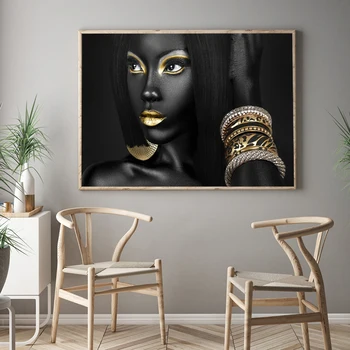 Ouro preto, Nude Arte Africana Mulher Pintura a Óleo sobre Tela Cuadros Cartazes e Estampas Escandinavo de Parede Fotos de Sala de estar