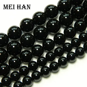 O automóvel de ping Meihan 4mm & 6mm e 8mm & 10mm & 12mm natural ágata preta lisa e redonda Solta esferas para fazer jóias de design ou de DIY