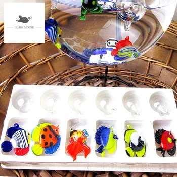 Aquário figuras decorativas em Miniatura de Vidro animais Marinhos Estátuas flutuante encantos pingente de peixe ornamento tanque de Peixes acessórios
