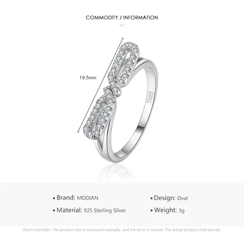 Modian Real de 925 Silver Geométrica de Moda de Anéis de Dedo Para as Mulheres Cintilante e transparente, CZ Marca de Acessórios de alta qualidade Jóias