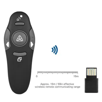 2,4 GHz sem Fio Apresentador Ponteiros Laser Vermelho Caneta USB Receptor de RF Controle Remoto Página Transformar PPT Apresentação do Powerpoint