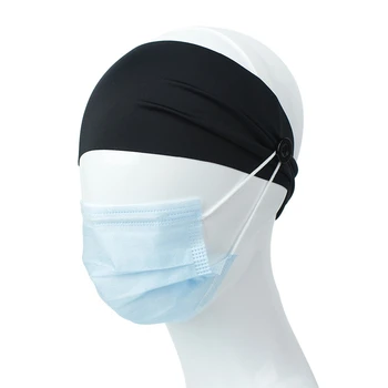 4PCS de Yoga Tiaras com Botões para Titular Máscara, Elástico Turbante Faixa de Cabelo de Esportes o Treino da Cabeça de Deformações para Proteger os Ouvidos