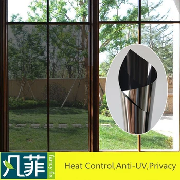 FANTASIA-CORREÇÃO Reflexivo Espelho de Janela de Cinema de Privacidade Solar UV de Calor, Controle de Folha,Estático Agarrar o Vidro de Tingimento Vinil Autocolante