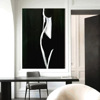 HDARTISAN Arte de Parede Fotos De Sala de estar Decoração de Casa Moderna Nua Pintura a Forma Feminina Preto Lona Branca Pintura da Arte Sem Moldura