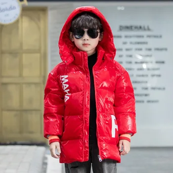Meninos de pelúcia de algodão acolchoado jaqueta top inverno novo estilo para crianças para baixo do casaco e engrossado brilhante algodão casaco para meninos e meninas