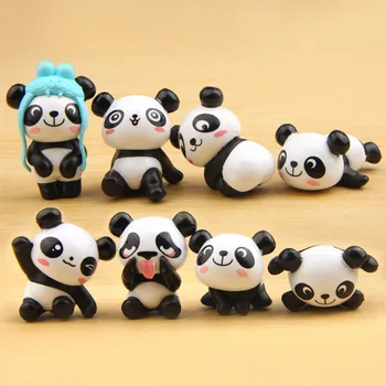 8 pcs/set panda figura de ação do brinquedo animais dos desenhos animados bonitos panda pouco de boneca, mini bonecas decorativas Emoticon Modelo Diy paisagismo