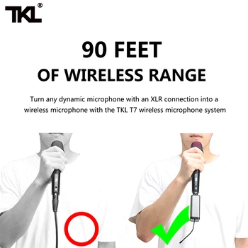 TKL T-7 sem Fio UHF Microfone XLR Transmissor E Receptor de 6,5 mm Plug Kit Recarregável Para equipamento Portátil Microfone Receber 30m
