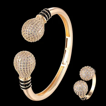 Zlxgirl moda homens micro pave configuração zircão forma de bola de pulseira com anel jóia melhores homens do ano novo casal de presentes