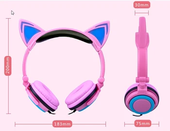 2020 Gato, Orelha Crianças fones de ouvido LED Ouvido gatos fone de ouvido Piscar de Incandescência Fone de ouvido Fones de ouvido de Jogos Para o telefone Tablet PC
