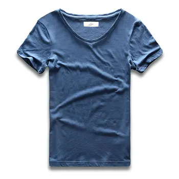 Profundo Decote em V T-Shirt para Homens Masculino Superior Tees Masculinas Modal Ajuste Fino de Algodão de Manga Curta Camisola Invisível