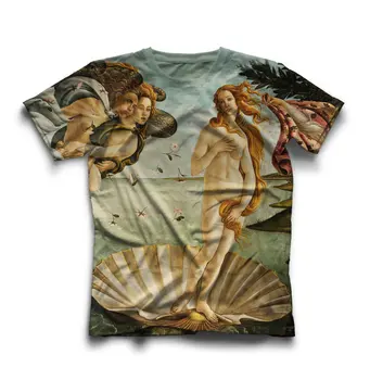 O Nascimento de Vênus Unisex T-shirt Sandro Botticelli, pintura de t-shirt casual topo de meninas tees 3D de alta qualidade full print t-shirt