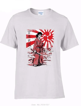 Nova Mens Primavera Verão Manga Curta Casual Cartoon Impressão De Manga Curta T-Shirt Japão Samurai Musashi Camiseta