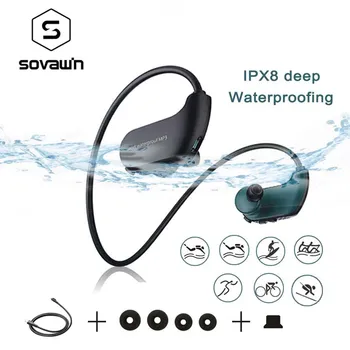 Portátil de Esportes Fone de ouvido IPX8 Waterproof MP3 Player Memória de 8GB de Música ao ar livre Auricular Natação Mergulho Execução Fones de ouvido Walkman