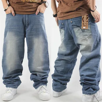 Harém De Estilo De Grandes Estaleiros De Jeans Masculino Maré De Novo Hip Hop Jeans Folgada Com O Quadril Solto Reta Calças Jeans Skate