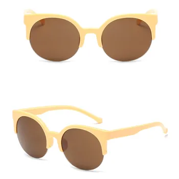 2019 nova moda senhoras óculos de sol retro clássico design da marca redonda homens UV400 óculos da metade do quadro preto de condução óculos