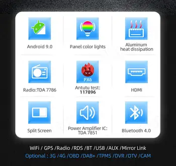 4G+64GB PX6 Car Multimedia Player Para Maz da 3 2004-2009 maxx axela Android De 10 de Rádio Auto de Navegação GPS 4G wifi traseira cam DAB+