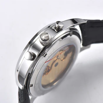 Parnis 43mm Branco Mostrador Mecânico Automático Homens Relógio de Pulseira de Aço Inoxidável dos Homens Relógios 2020 top de marcas de luxo caixa presente de homem