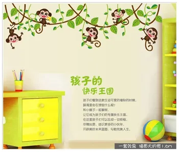 Cute mini macacos vinil adesivos de parede decalques de crianças, animais, plantas papel de parede mural meninas meninos crianças de casa, quarto de berçário decoração