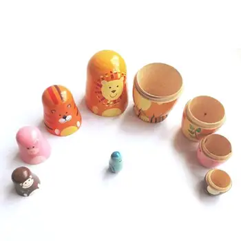5pcs/set Bonitos de Madeira Animal de Pintura Matryoshka de Aninhamento de Bonecas Boneca russa Mão de Pintura de Brinquedos, Decoração de Aniversário, Presentes de Natal