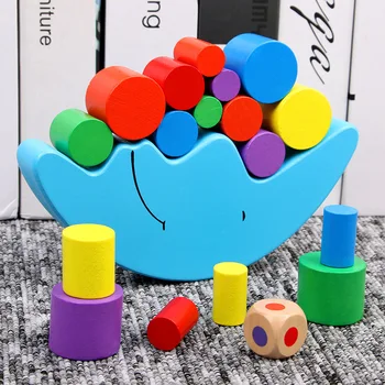 Baby Brinquedos De Madeira Lua Azul Equilíbrio Blocos Kids Jogo Primeiros Brinquedos Educativos Para Crianças De Blocos De Construção Para Mãos E Pés Finders Presente
