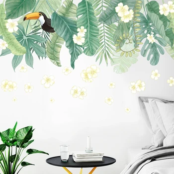 Doce Grande de Banana Verde Folhas de Adesivo de Parede de PVC DIY Arte Mural Adesivo para Sala de estar, Quarto de Parede Decalques Auto-adesivo Decalque
