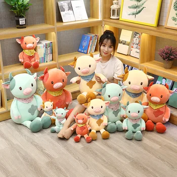 Kawaii Animais de Brinquedos Brinquedos Leite de Vaca Travesseiro Recheado de desenhos animados Gado Brinquedos de Pelúcia para Crianças Bonito Presente