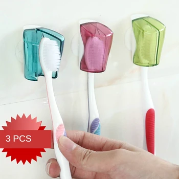 Criativo ventosa escova de dentes tampa contra poeira ventosa casa, porta-escova de dentes de 3 peças abertas e fechadas escova de dentes tampa