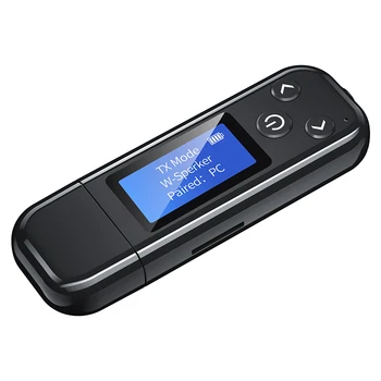VAORLO Display LCD Bluetooth 5.0 Receptor Transmissor Para Fone de ouvido Cartão TF de Jogar Com 3,5 mm de AUX de Música Estéreo Com Microfone