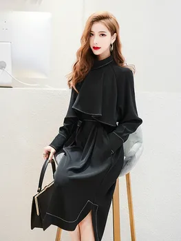 Um pedaço de meia gola alta blusão vestido de outono 2020 fêmea nova versão em coreano do Office Senhora do Joelho-Comprimento de Gola alta
