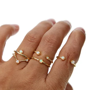 Da cor do ouro forma de V, letra V opala jóias minimalista fina banda de moda elegante empilhável mulheres do sexo feminino jóias anéis de ouro cheio