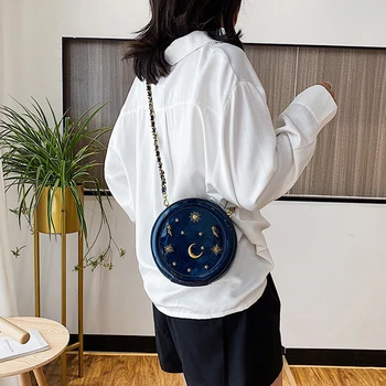 Fashion Star Cadeia Rodada das Mulheres do Saco Sacos de Ombro, Design Circular Saco Crossbody para as Mulheres Pequenas Telefone Bolsas de Mulheres sacos de 2020