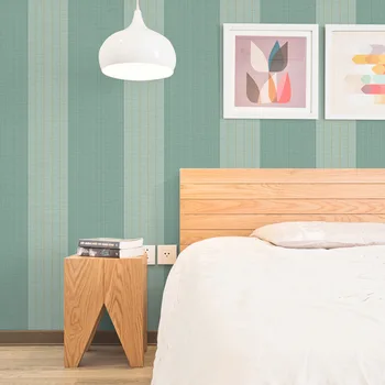 Beibehang Moderno, simples, não - tecido de papel de parede quarto sala de estar, televisão de fundo de parede com listras verticais verde 3d papel de parede