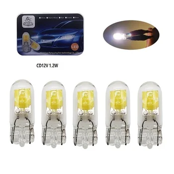 5Pcs LED T10 12V 1,2 W W5W vidro Carros largura luzes da placa do veículo luz de leitura Do painel lâmpada moto lâmpada branco
