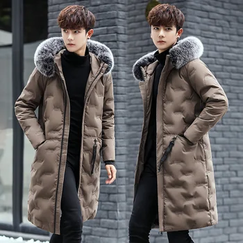 2020 para baixo do casaco homens coreano grosso casaco de inverno, médio e longo casaco de raposa colar de roupas masculinas