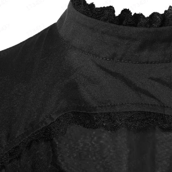 Gótico Escuro Vestido de Mulher 2019 O Pescoço de Manga Longa de Renda com Retalhos de Laço Vestido Outono Inverno Preto Retro Vestido de Festa Feminino XXL