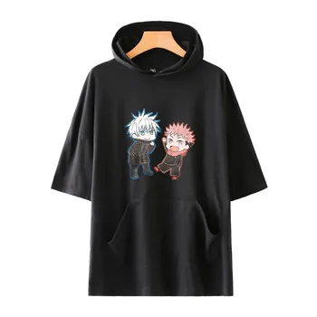 Jujutsu Kaisen Camiseta de Anime Japonês com Capuz, T-Shirt Kawaii Verão Tops Yuji Itadori Gráfica Tees Legal dos desenhos animados Unisex T-shirt