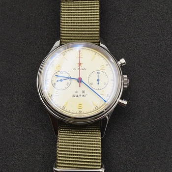 Clássica 38/40mm Homens Cronógrafo Relógio de Safira Mão Mecânica do Vento ST1901 Movimento Piloto Militar Chronograph Mens Watch 1963
