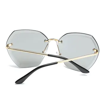 Luxo sem aro dos Óculos de sol das Mulheres da Marca do Designer de Verão de grandes dimensões Vintage em Tons de Óculos de Sol Para Mulheres Femininas Senhora Óculos de sol UV400