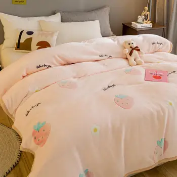 Alta densidade de Coral do Fleece macio jogar manta para sofá decoração cor-de-rosa cobertor quente cobrir a cama de presente