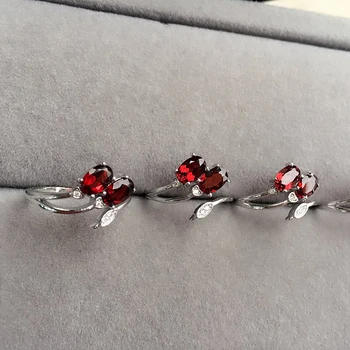 [MeiBaPJ boa Qualidade Natural Garnet Vermelho pedra preciosa Anel de Moda para Mulheres Reais de Prata 925 Charme Jóias Finas