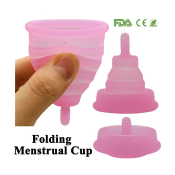 Dobrável Menstrual e a Copa do Esterilizador Copo Limpo a Copa Menstrual Recicláveis Dobrável silicone Copa