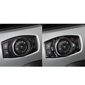 A Fibra de carbono Interruptor do Farol da Guarnição Adesivos Vermelho+Branco+Azul para o Ford Mustang, Carro Adesivos Carro-Estilo Auto Acessórios