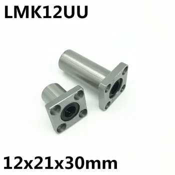 2pcs LMK12UU para 12mm eixo de rolamento linear flange quadrado de rolamento de esferas de bush 12x21x30 mm LMK12 Frete Grátis