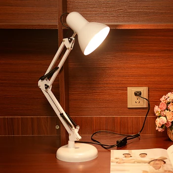Moderno Swing Longo Braço ajustável clássico secretária Lâmpadas E27 LED clip da Lâmpada de Mesa para Escritório Leitura noite a Luz de cabeceira do quarto